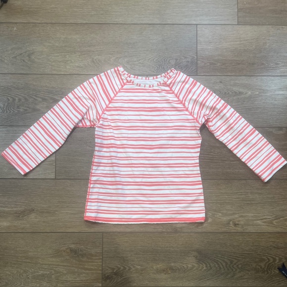 Garnet Hill Kids Girls Swim Rashguard Top, Striped, Size 12 - Picture 1 of 8